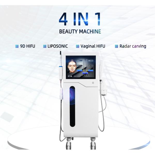 Vertical 4 In 1 4D Hifu Machine Professional Smas Lifting Wrinkle Removal 4D Ultra +Vmax +female intimate areal Tighten+Liposonic