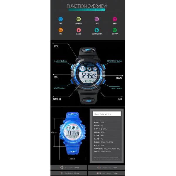 Children Polyester 1.5 Inch Blue Smart Watch Waterproof Plastic Smart
