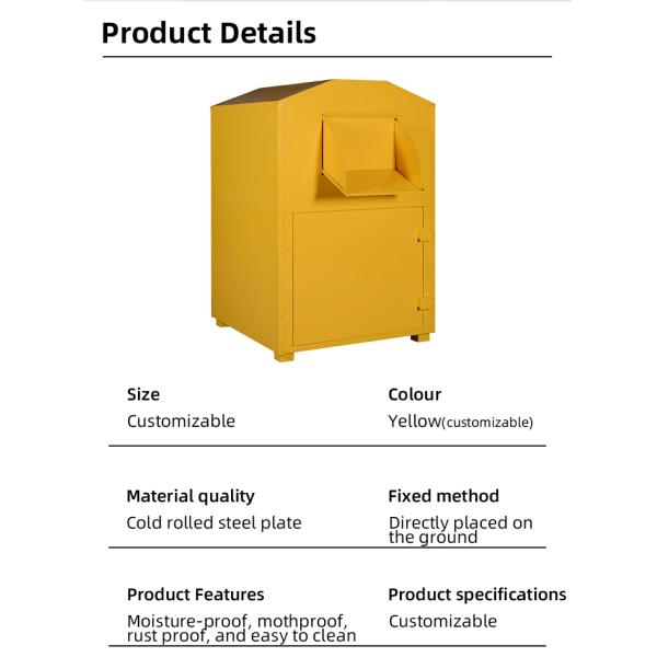 Durable Clothing Donation Box Powder Coating Recycling Bin