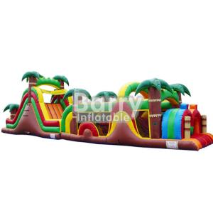 Jungle Inflatable Obstacles Courses / Obstacle Course Jumpers With Slide