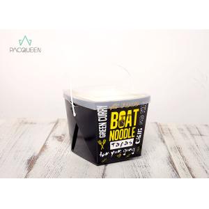 Noodle Paper Takeaway Boxes With Plastic Containers / Handle Custom Printed