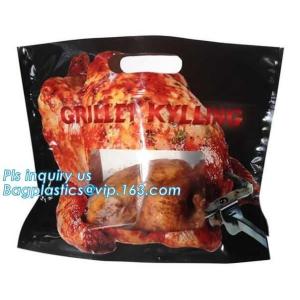 China Anti Fog Hot Rotisserie Chicken Bags, Microwaveable Roasted meat Packaging Bag With Resealable Slider Zipper on sale