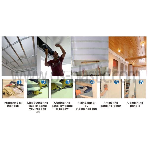 200*7mm Middle Groove Decorative Plastic Ceiling Panels With Two Silver Line