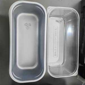 5L Gray / Clear PP / Pet Plastic Vacuum Formed Ice Cream Container With Lid