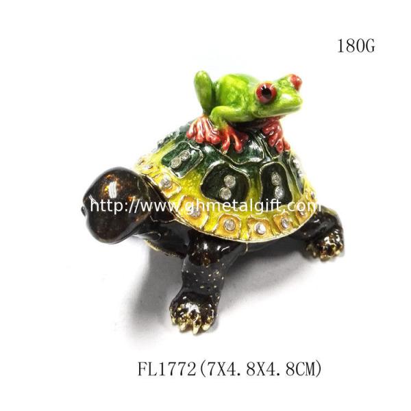 Fashion enamelled metal turtle jewelry box with turtle trinket box