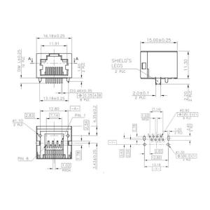 1734795-1 RJ45 Single Port 8P8C Shield Modular Jack LPJE841-0DNL