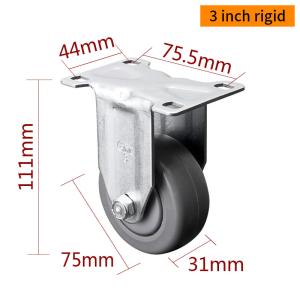 EDL Medium Duty Zinc Coating 3inch 110kg Plate TPE Caster by Rigid, Swivel and