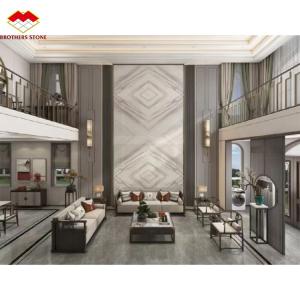 Hotel Design Style Modern White Marble TV Wall Board Panel for Home Renovation