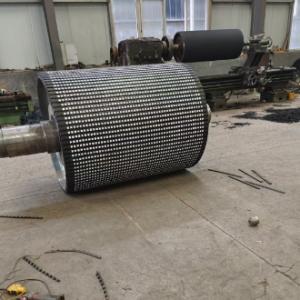 Ceramic Lagged Conveyor Belt Drive Pulley Anti Slip Wear Resistant For Mining