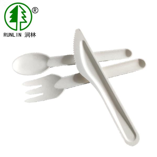 Unfolded Bagasse Cutlery For Wedding Camping Environmentally Friendly Disposable