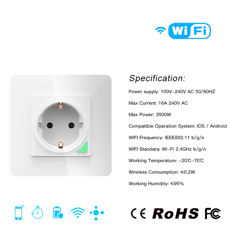 100-240V EU StandardSmart Wifi Socket Plug Support Amazon Alexa Google Home