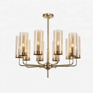 China Bar New Glass Pendant Lamp Smoke Chrome Copper Amber Glass Cup Chandelier on sale
