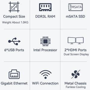Intel Mini PC Pentium 3805U With Single LAN Fanless Heat Disspation Method For
