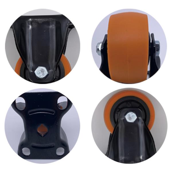 2 Inch Orange PU Tread Wheel with Rigid Solid Plate Caster