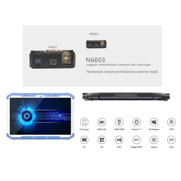 Quality 10 Inch Rugged Tablet Smart Industrial Tablet PC Handheld Terminal With 4G 2GB+16GB Barcode Scanner PDA RFID SIM Card for sale