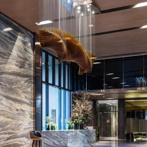 Non-standard Project Sandpan Lobby Light LED Chandelier For Luxury Tea Acrylic