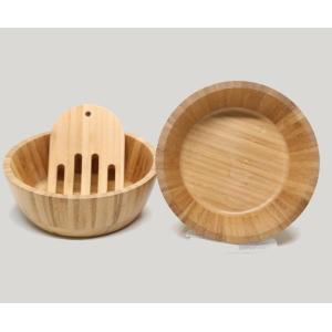 Wholesale Natural living decorative unique bamboo wood salad bowl with 2 server utensils from china suppliers