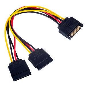 Hard Disk Power Internal Power Cables 15 Pin SATA Male To 2 Female 15 Pin Power