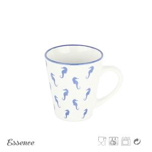 Decal Painting Custom Stoneware Mugs 12 OZ Glossy Glazing With Hand Grip