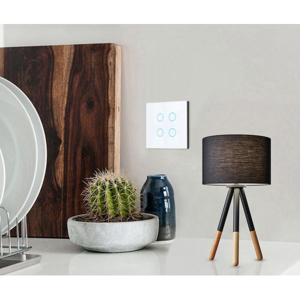 Tuya Eu standard 4gang APP Control Glass Touch Operated Smart Wifi Light Dimmer Switch