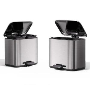 Rectangular Shape Recycling Household Trash Can 3L*2 Stainless Steel Pedal Bin