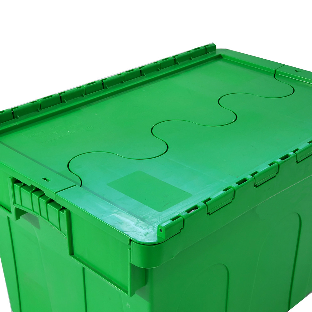 Plastic Nesting Crate Attached Lid Storage Box for Easy Organization and