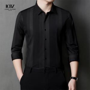 Custom Vintage Printing Plus Size Men's Shirts with Stand Collar and Long Sleeve