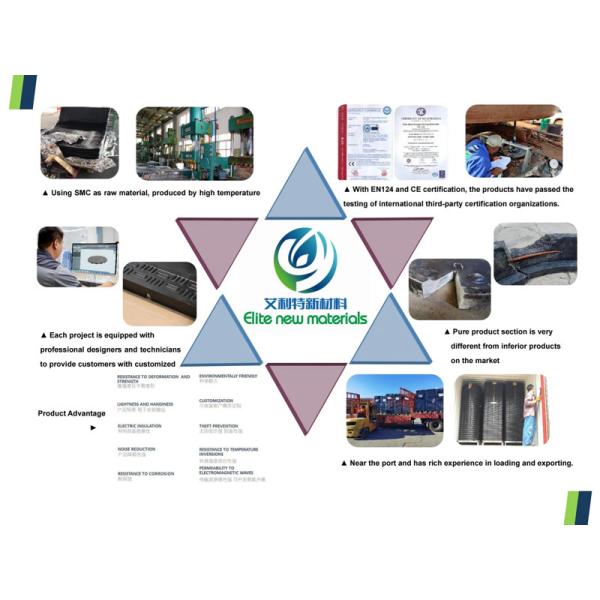 Embedded Rectangular SMC Utility Composite Access Covers 700*700mm For Cable Chamber