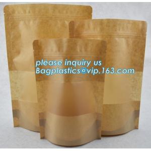 Stand up Zip lockkk kraft paper bags with clear window,resealable zipper stand