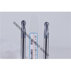 Long Carbide Nose Ball End Mill With Black AlTIN Coating , H6 Tolerance