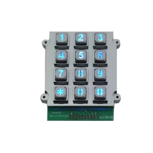 12 Key Vandalproof IP65 Backlit Numeric Keypad Zinc Alloy Matrix For Dark