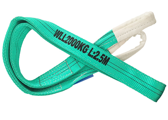 2T Polyester Flat Webbing Sling Green Color For Railway Construction