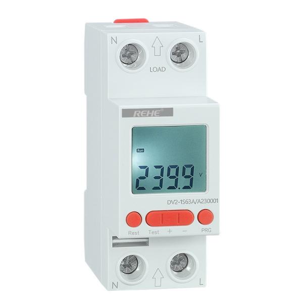 Quality DV2-1S63A Din Rail Single Phase LCD Under Voltage Over Voltage Auto Reset Relay for sale