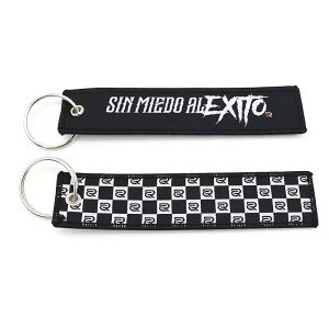 Customized Polyester Woven Keychain Custom Logo with Attachment Big Ring