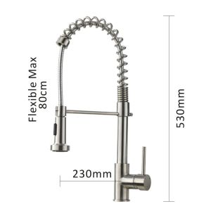 35mm Deck Mounted Single Handle Pull Out Kitchen Faucet Brushed