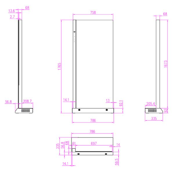 55-inch Touch Ultra Thin floor-to-ceiling L-shaped transparent oled screen