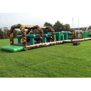 Camouflage Giant Army inflatable children's assault course , assault course
