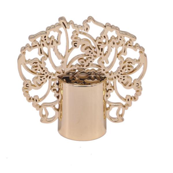 Customized Gold Color Plated Zinc Alloy Perfume Bottle Caps for Luxury Perfume
