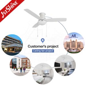 48 Inch Modern White Ceiling Fan With Light Pull Chain Ac Motor 3 Speed Choice