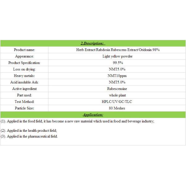 Pure Herb Extract,Rabdosia Rubescens Extract Powder,Oridonin 99% 28957-04-2