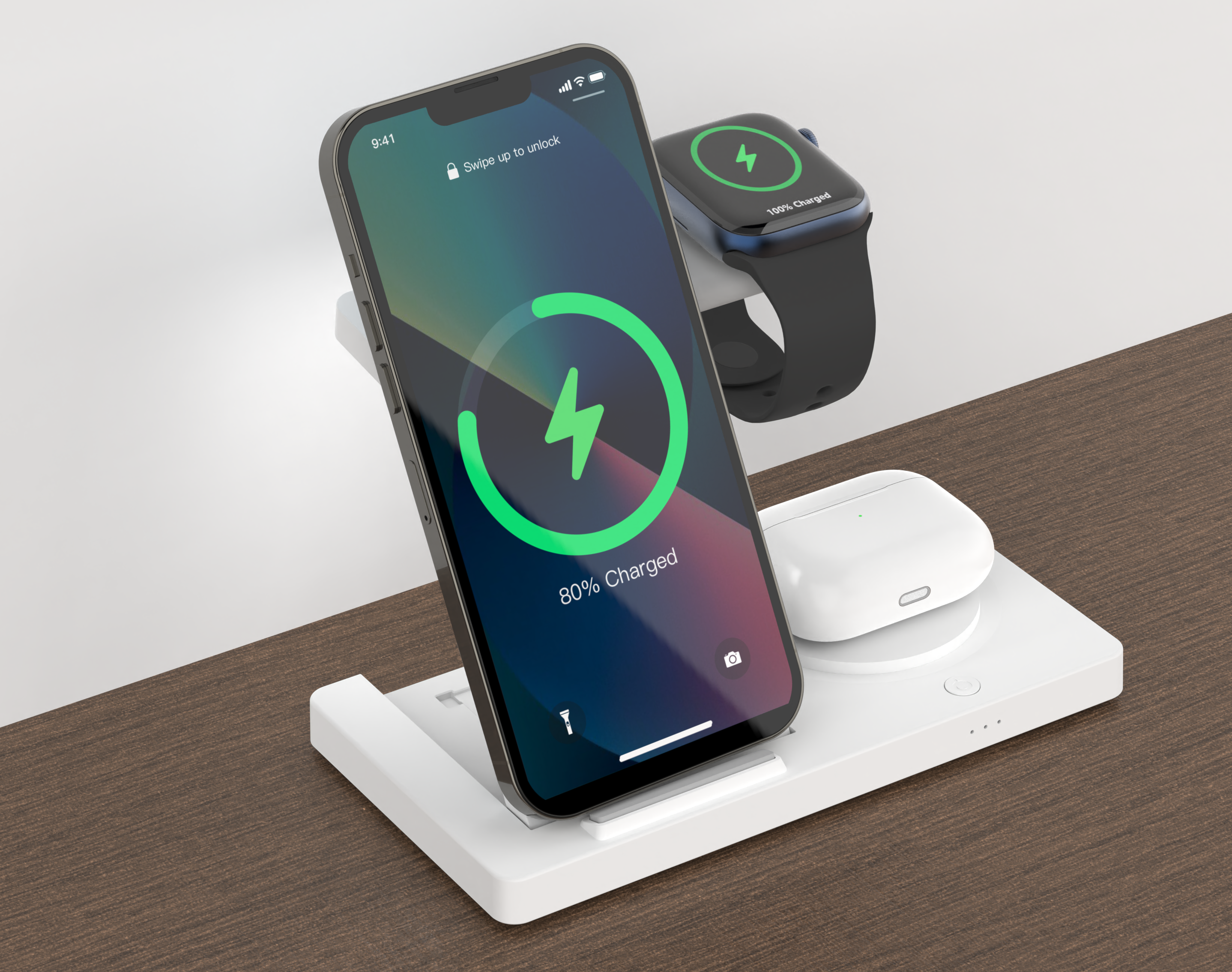 Apple Charger T258 Multifuctional Wireless Charger ABS Foldable Wireless Charger