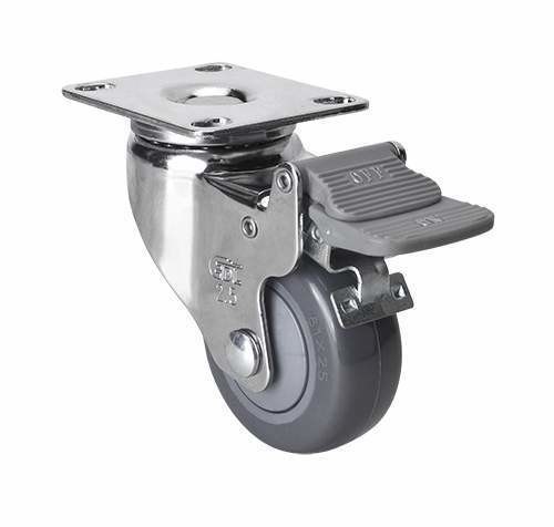 Edl Chrome 2.5mm Thickness 80kg Plate Brake PU Caster 37225-77 Customized