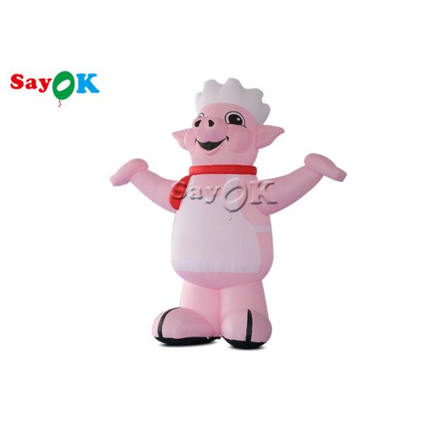 4m 13ft Mascot Pink Blow Up Cartoon Characters Pig Cook Model For Restaurant
