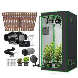 Wholesale 2X2 Smart Grow Box Complete Set 60x60cm 600D 1680D Grow Tent With LED Lamp Wifi APP Inline Duct Fan from china suppliers