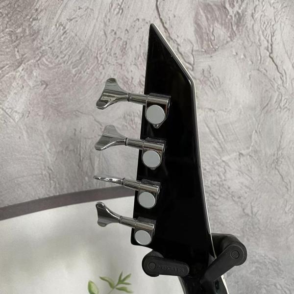 Custom 4 Strings V Shape Black Body Electric Bass Guitar Rosewood Fretboard