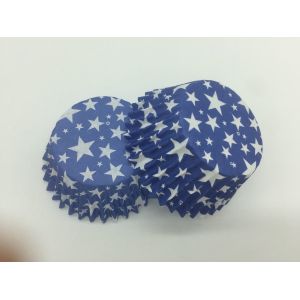 Star Blue And White Fluted Cupcake Liners , Paper Cupcake Wrappers Baking Cup