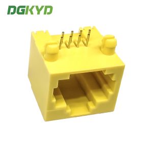 RJ45 horizontal interface without light or shielding, yellow network socket