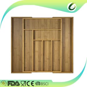 Stackable Bamboo Utensil Drawer Organizer , Adjustable Cutlery Drawer Inserts