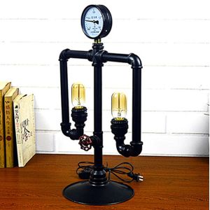 Industrial loft table light iron water pipe table lamp robot decoration steam