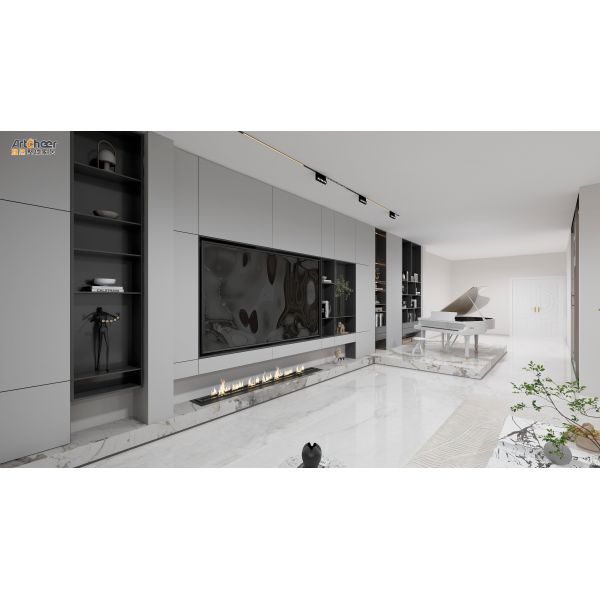 Adjustable Height Extendable Wall Mounted TV Cabinet with Customized Size for Living Room
